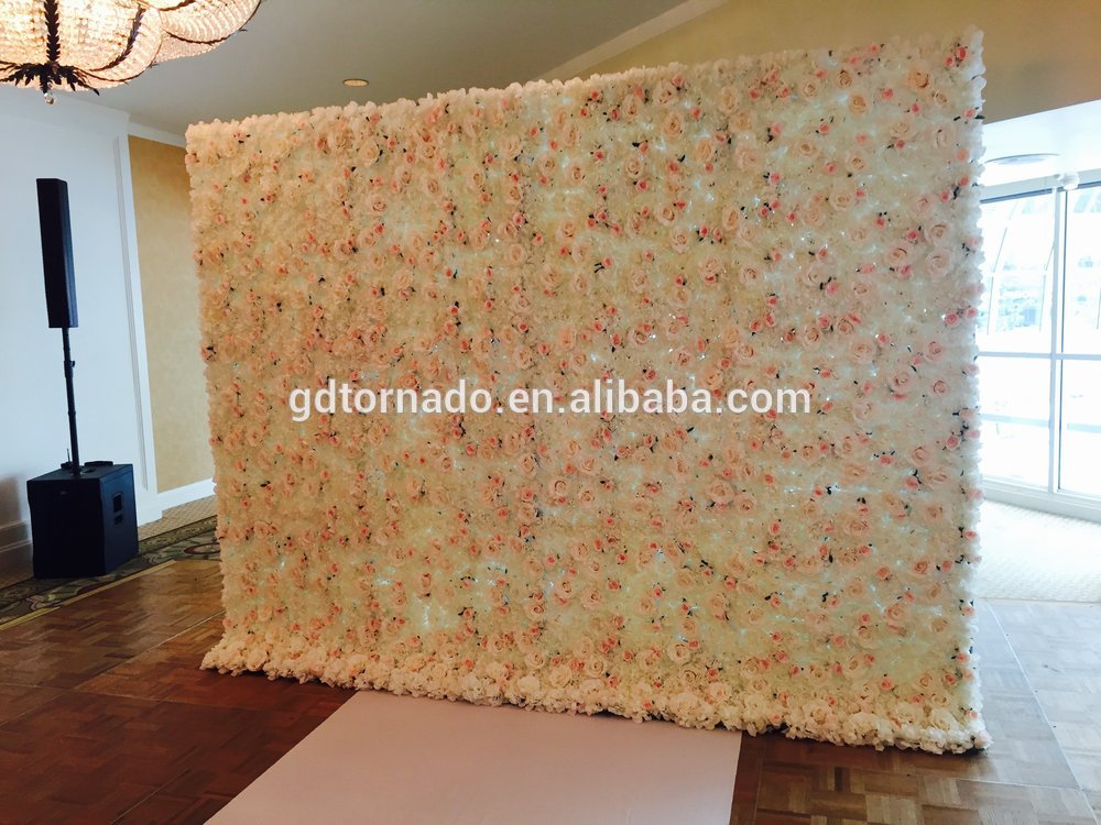 2017 Zhen xin qi crafts artificial silk flower wall for wedding backdrop decoration